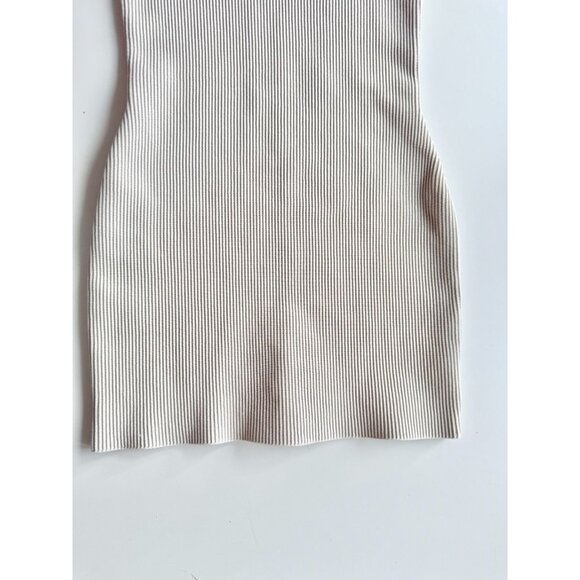 NWOT Aritzia BABATON Sculpt Knit Matte Pearl Ribbed Polo Neck Mini Dress, Size M - Picture 7 of 14